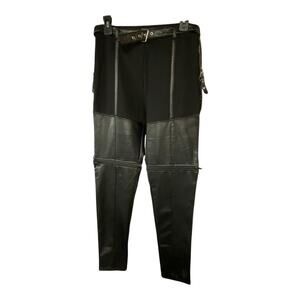 Maniere De Vois Size 12 Thigh High Faux Leather Legging Black Two Tone Steampunk